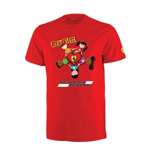 T shirt we love ferrari bambino rossa