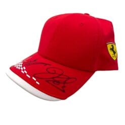 Alternative view of Official Scuderia Ferrari 2021 cap signed by Leclerc-Sainz-Schwartzman-Vasseur