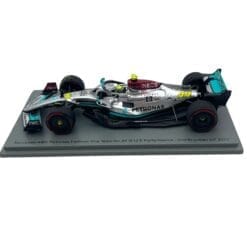 Alternative view of F1 model Spark 1/43 Mercedes W13 2nd Brazilian Gp Lewis Hamilton w/pit