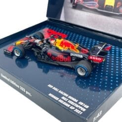 Alternative view of F1 Model Minichamps 1/43 Red Bull RB16B Max Verstappen Winner Belgian Gp 2021
