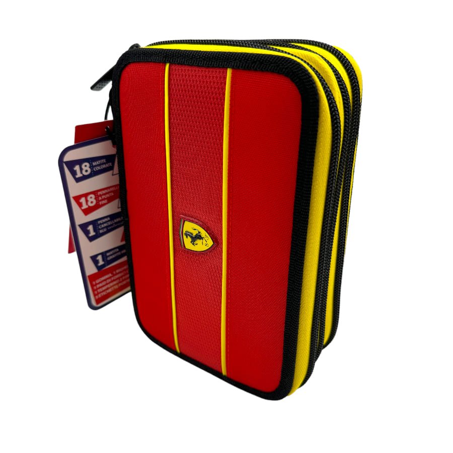 Panini Scuderia Ferrari Triple Zipper Pouch with Giotto Red/yellow ...