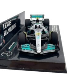 Alternative view of F1 model Minichamps 1/43 Mercedes-AMG Petronas Formula One Team F1 W13 E Performance 2nd Hungarian GP 2022 #44 L. Hamilton