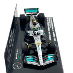 Alternative view of F1 model Minichamps 1/43 Mercedes AMG Petronas Team W13 E L. Hamilton #44 Brazilian GP 2022 Limited Edition