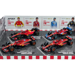 Set Modellini F1 BBurago 1/43 Ferrari SF-23 Monza 2023 Livery, SF-24 Seasonal Livery, Monza 2024 Livery, Miami 2024 Livery #16 C. Leclerc