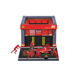 F1 model+Diorama Garage Pit Stop Bburago 1/43 Ferrari SF-24 Charles Leclerc #16 w/Mechanics