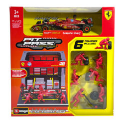 Alternative view of F1 model+Diorama Garage Pit Stop Bburago 1/43 Ferrari SF-24 Charles Leclerc #16 w/Mechanics