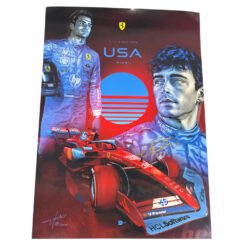 Official Scuderia Ferrari SF-24 Poster #16 Miami GP 2024 Signed by Charles Leclerc Signature in Gold