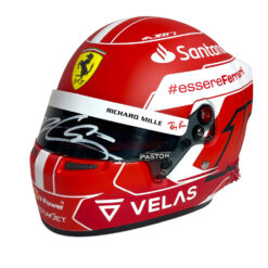 Mini Helmet Bell Racing 1/2 Ferrari Charles Leclerc #16 2022 signed