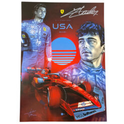 Official Scuderia Ferrari SF-24 Poster #16 Miami GP 2024 Signed by Charles Leclerc Signature in White