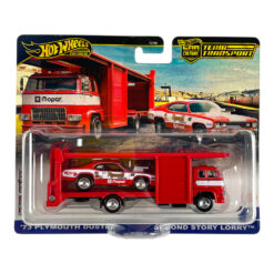 Hotwheels Team Transport Model Set 1/64 1973 Plymouth Duster, Second Story Lorry Red/White