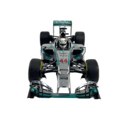 Alternative view of F1 model Minichamps 1/18 Mercedes AMG Petronas W05 Lewis Hamilton #44 Winner Abu Dhabi GP 2014 World Champion Limited Edition
